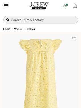 J.CREW Factory Yellow Eyelet Flutter-Sleeve Dress Women’s 8